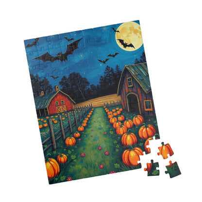 Haunted Pumpkin Patch Festive Halloween Jigsaw Puzzle, Ideal for Family Fun, Autumn Nights, Gift for Puzzle Lover, Cozy Home Activity