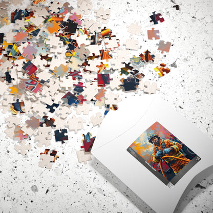 Afrocentric Firefighter Puzzle, African American Man Inspirational Black Art Jigsaw Game, Puzzle Lover Holiday Gift, Family Bonding Activity Puzzle The Puzzle Chest