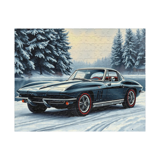 Vintage Car Puzzle Classic 1963 Corvette Jigsaw, Retro Friend Gift for Car Lovers, Home Entertainment 252 pcs (Horizontal) Puzzle The Puzzle Chest
