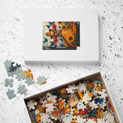 Fall Folk Art Scarecrow Puzzle, Cozy Autumn Jigsaw for Family Game Night, Thanksgiving Fun, Gift for Puzzle Lovers, 110 252 520-piece Puzzle The Puzzle Chest