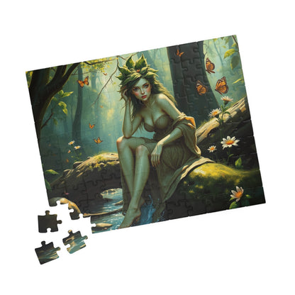 Green Skin Forest Nymph Jigsaw Puzzle, Serene Woodland Mythical Creature, Fantasy Nature Lover Gift, Mindful Family Activity, Leisure Hobby Puzzle The Puzzle Chest