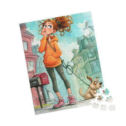 Cute Dog Walking Cartoon Puzzle for Adults - Puppy and Pet Owner Jigsaw, Watercolor Style 252 pcs (Vertical) Puzzle The Puzzle Chest