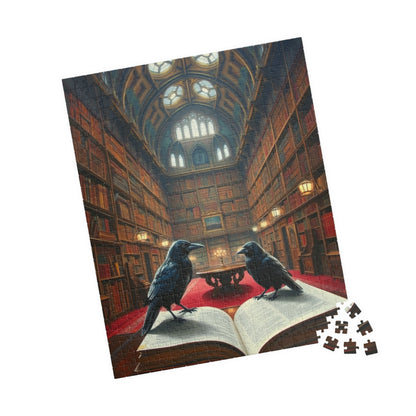 Mystical Library Ravens Puzzle, Book Lover Gift, 110-1014 Piece Jigsaw, Cozy Home Activity, Unique Challenge, Gothic Leisure Entertainment Puzzle The Puzzle Chest