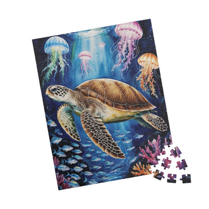 Jigsaw Puzzle, Sea Turtle Ocean Trench Glow in the Dark, 110 252 520 1014 Pieces, Family Game Night Gift, Relaxing Hobby Activity, Home