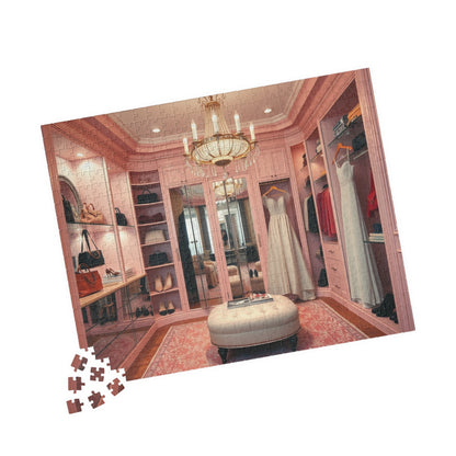 Elegant Boutique Style Closet Puzzle, Luxury Pink and Cream Walk in Closet Jigsaw Game, Relaxing Activity, Mother's Day Gift for Her Puzzle The Puzzle Chest