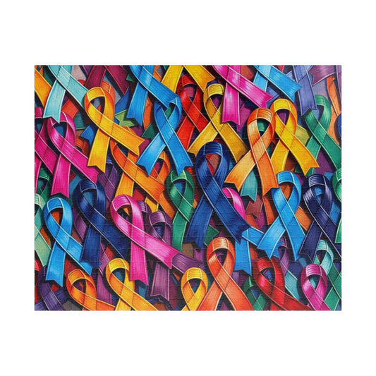 Colorful Ribbon Puzzle - Celebratory Jigsaw for Adults, Cancer Support Awareness, Fun Family Activity, Gift for Puzzle Lover, 110-1014 Piece 520 pcs (Horizontal) Puzzle The Puzzle Chest