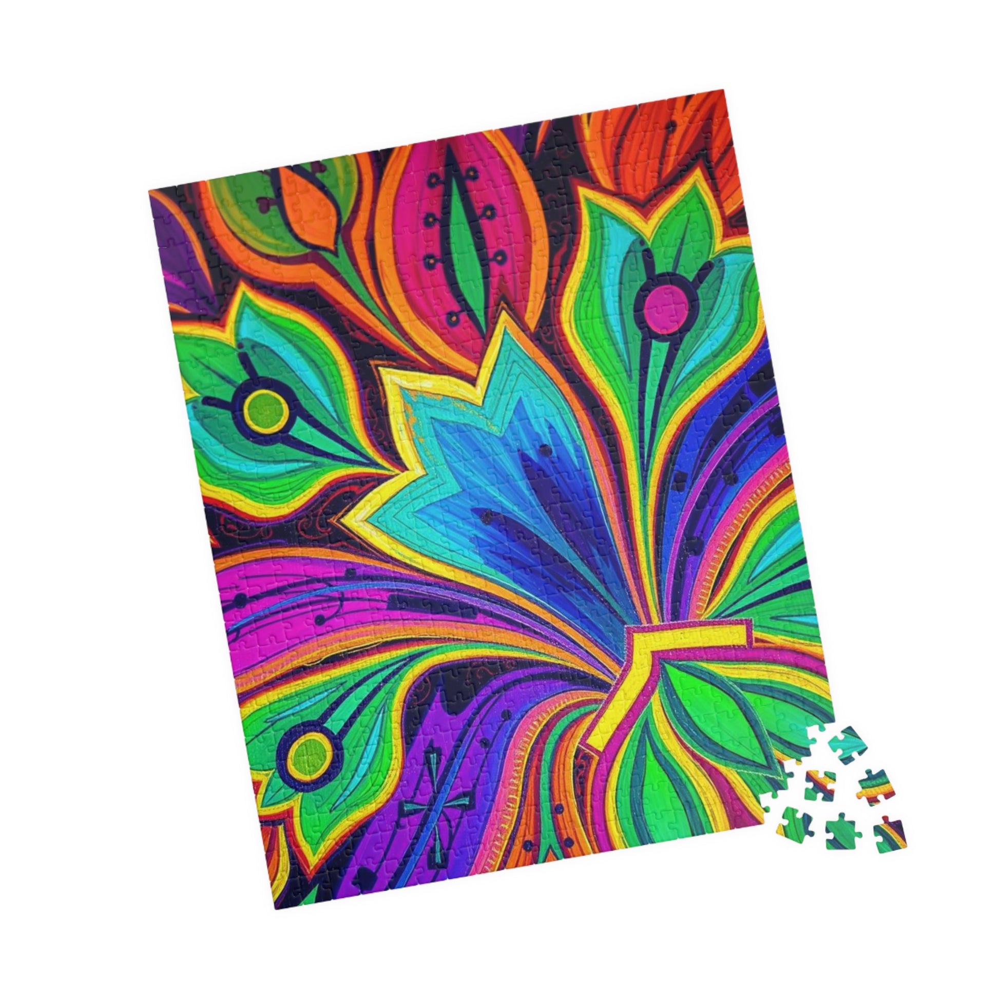 Colorful Floral Jigsaw Puzzle - Abstract Flower, Fun Home Activity, Puzzle Lover Gift for Adult, Family Game Night, Brain Teaser Puzzle The Puzzle Chest