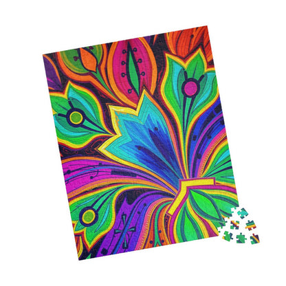 Colorful Floral Jigsaw Puzzle - Abstract Flower, Fun Home Activity, Puzzle Lover Gift for Adult, Family Game Night, Brain Teaser Puzzle The Puzzle Chest