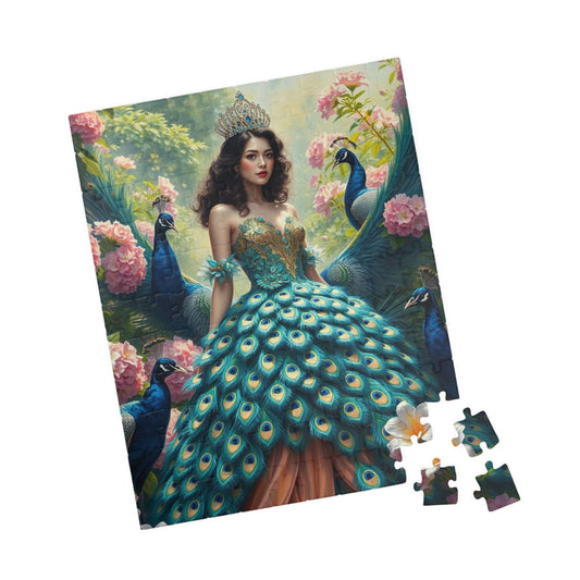 Lady of the Peacock Garden - Regal Feather Fantasy Jigsaw Puzzle