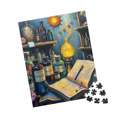 Enchanting Potion Store Jigsaw Puzzle - 110, 252, 520 pcs, Halloween Family Activity, Gothic Gift for Puzzle Lovers, Fantasy Art Enthusiasts