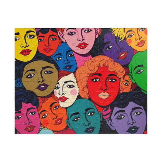 Colorful Women Faces Puzzle, 110, 252, 520, 1014-piece Pop Art Jigsaw, Unique Artwork, Gift for Her, Family Activity, Creative Hobby 110 pcs (Horizontal) Puzzle The Puzzle Chest