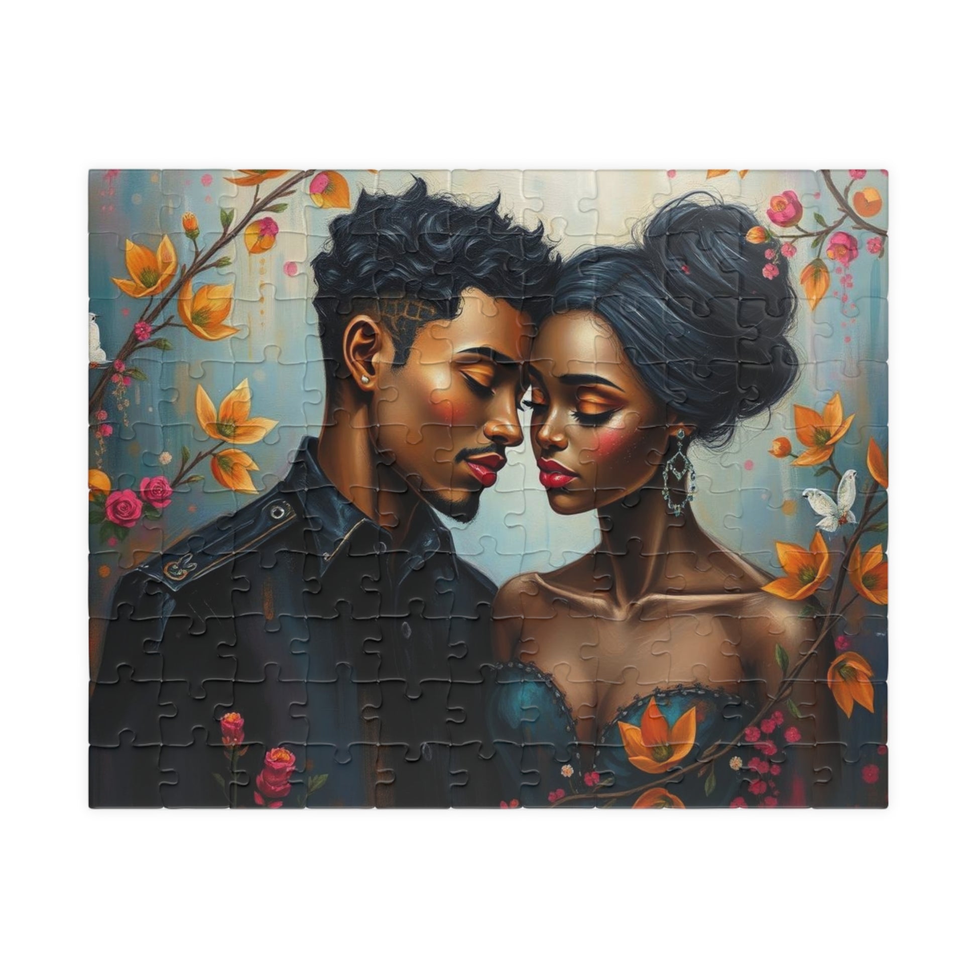 African American Couple Embracing Jigsaw Puzzle, Afrocentric Puzzle Lover Gift Best for Friends, Fun Family Game Night, Creative Hobby, Brain Teaser 110 pcs (Horizontal) Puzzle The Puzzle Chest
