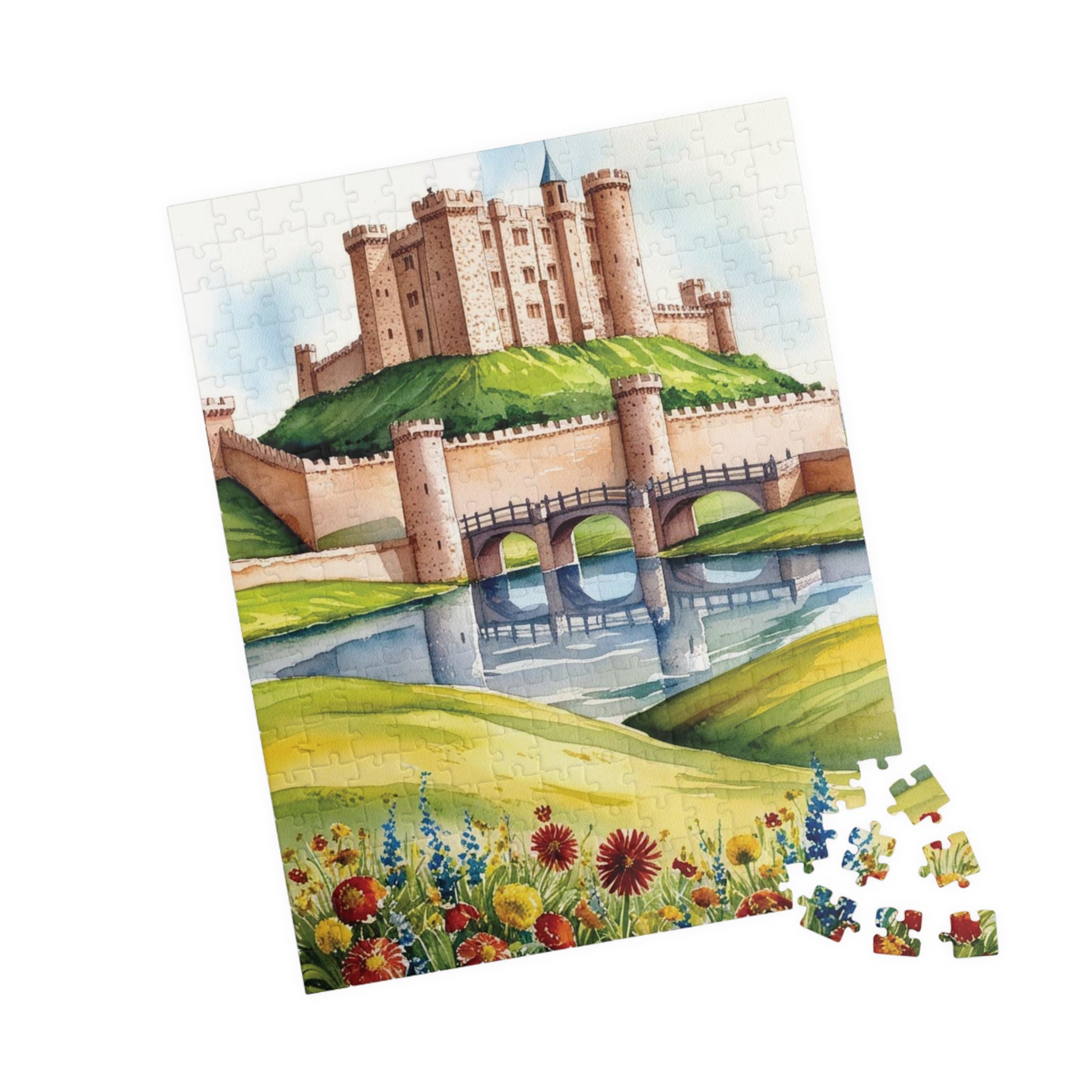 Enchanted Castle Landscape Jigsaw Puzzle, Rolling Hills and Fairytale Fortress, Ideal Gift for Medieval Art Enthusiast, Staycation Activity Puzzle The Puzzle Chest