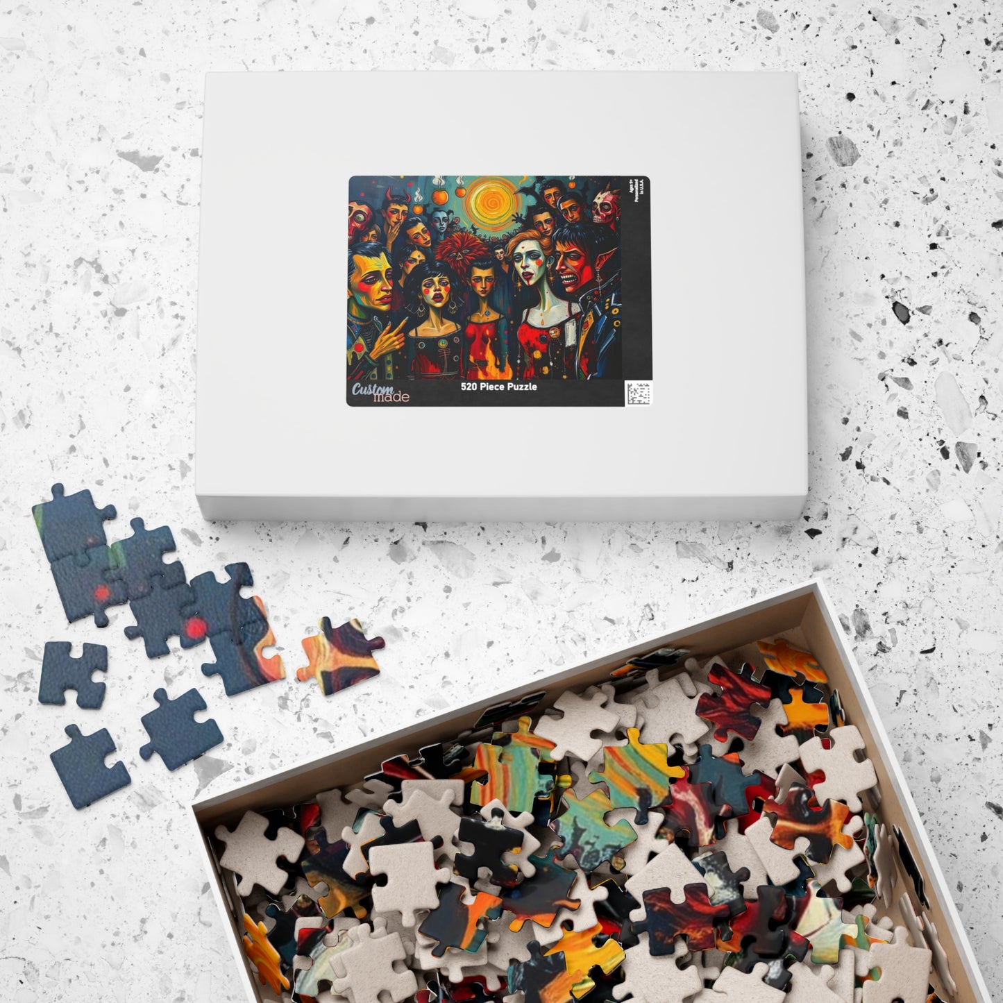 Artistic Halloween-Themed Puzzle, Colorful Character Collage, Perfect for Family Game Night or Solo Fun, Halloween Gift for Puzzle Lover Puzzle The Puzzle Chest