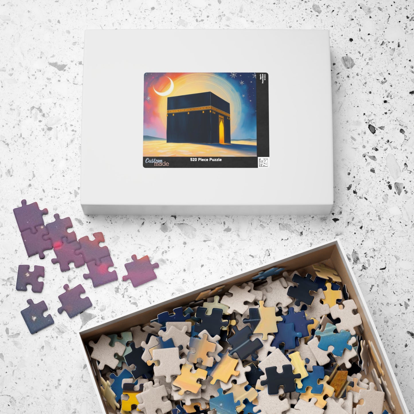 Serene Kaaba Jigsaw Puzzle Vibrant Desert Scene, Mindfulness Activity, Islamic Art Puzzle Home Entertainment, Family Fun, Gift for Him/Her