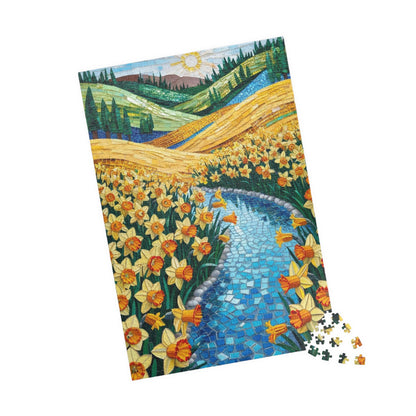 Puzzle, Golden Daffodil Valley 110-1014 Piece Jigsaw, Mosaic Nature Scene, Relaxing Indoor Activity, Mindfulness Hobby, Spring Floral Puzzle Puzzle The Puzzle Chest