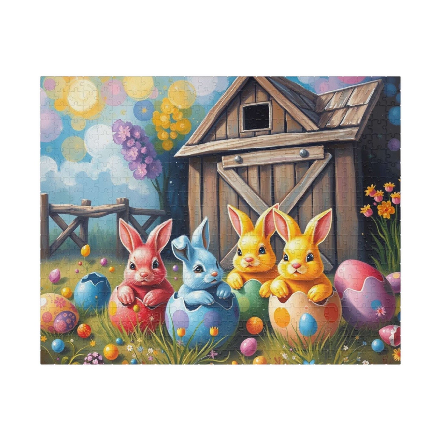Colorful Bunny Easter Puzzle for Adult, 110-1014 Piece Whimsical Springtime Jigsaw Game, Family Fun, Easter Gift, Brain Teaser 520 pcs (Horizontal) Puzzle The Puzzle Chest