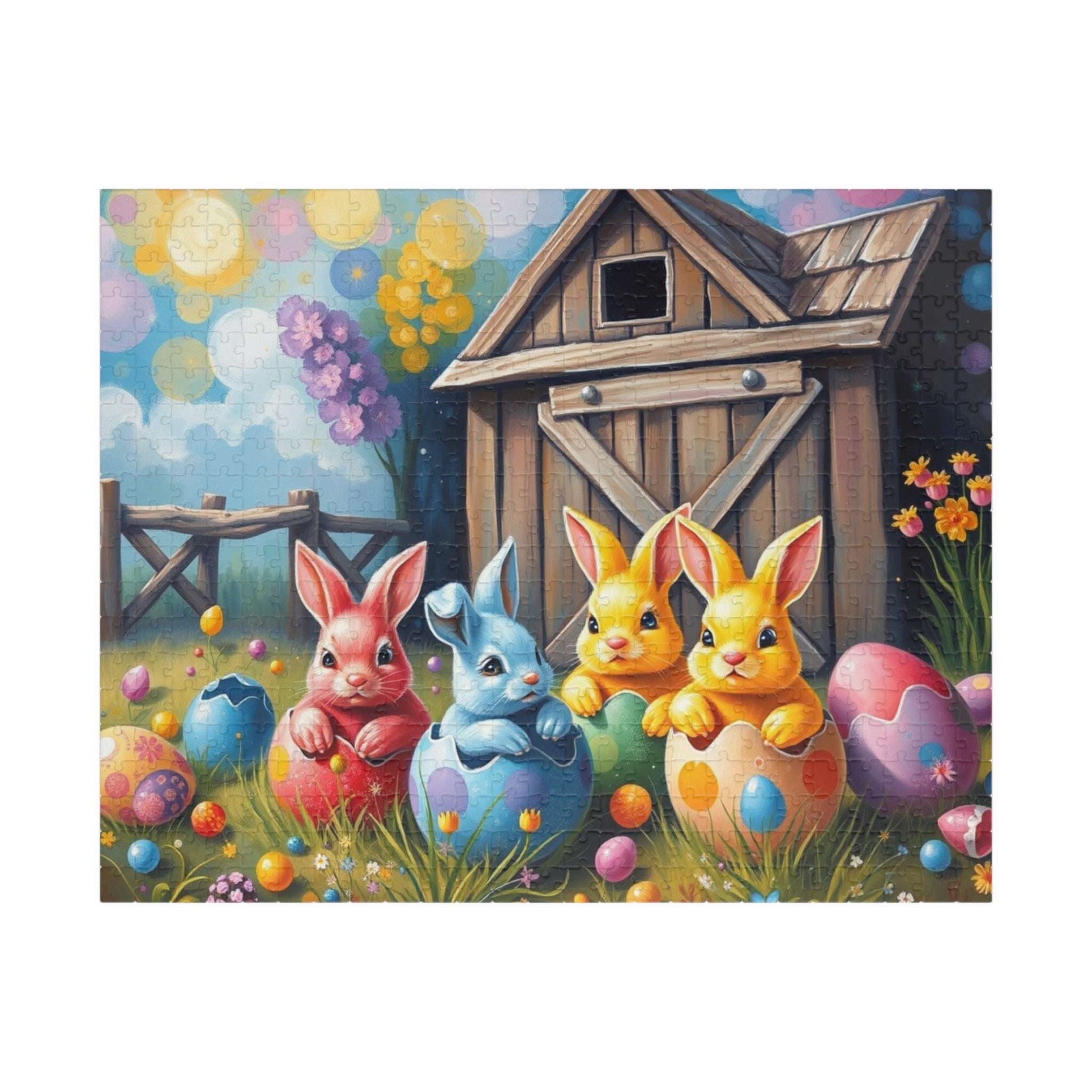 Colorful Bunny Easter Puzzle for Adult, 110-1014 Piece Whimsical Springtime Jigsaw Game, Family Fun, Easter Gift, Brain Teaser 520 pcs (Horizontal) Puzzle The Puzzle Chest