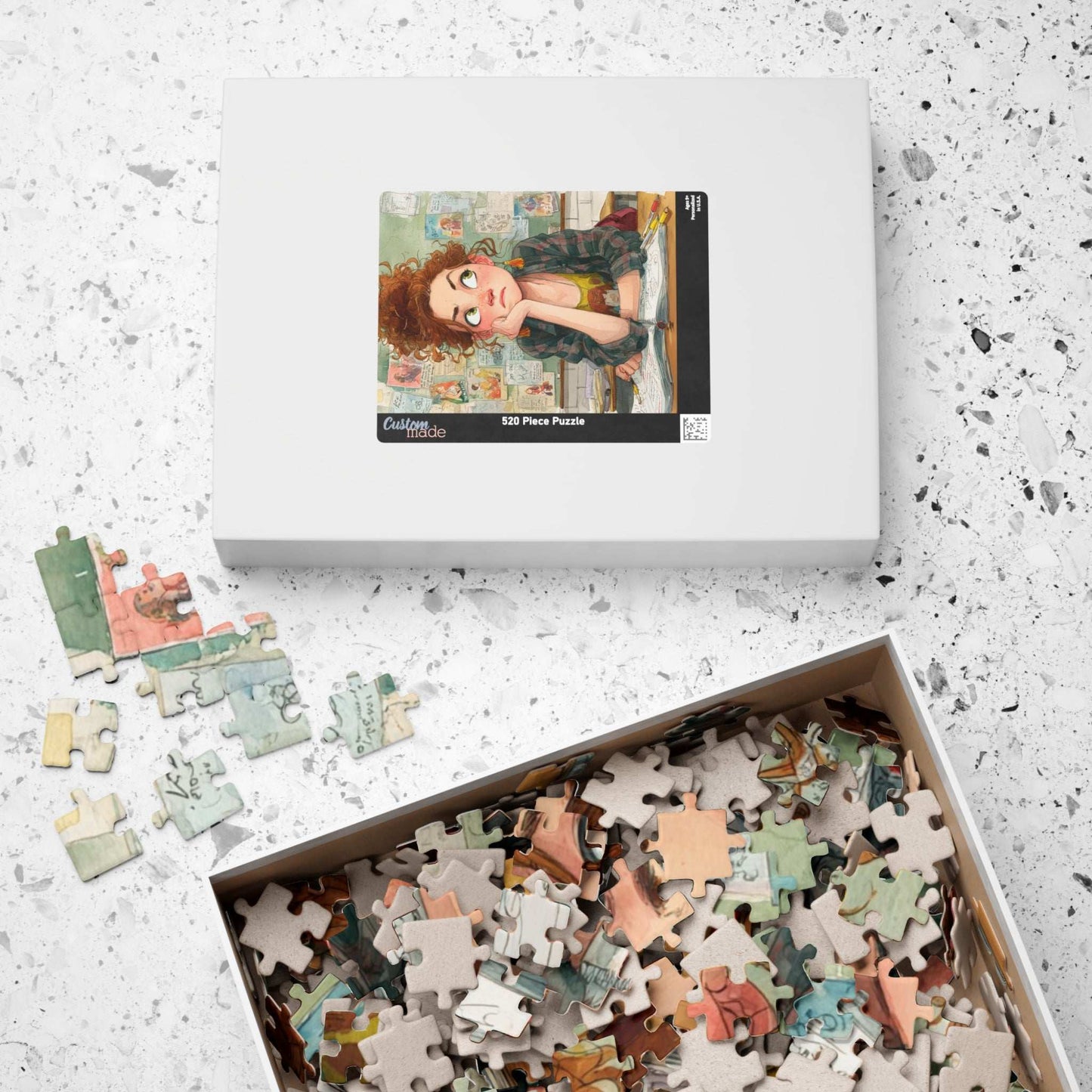 Funny Student Classroom Cartoon Puzzle - Girl at Desk with Whimsical School Background Puzzle The Puzzle Chest