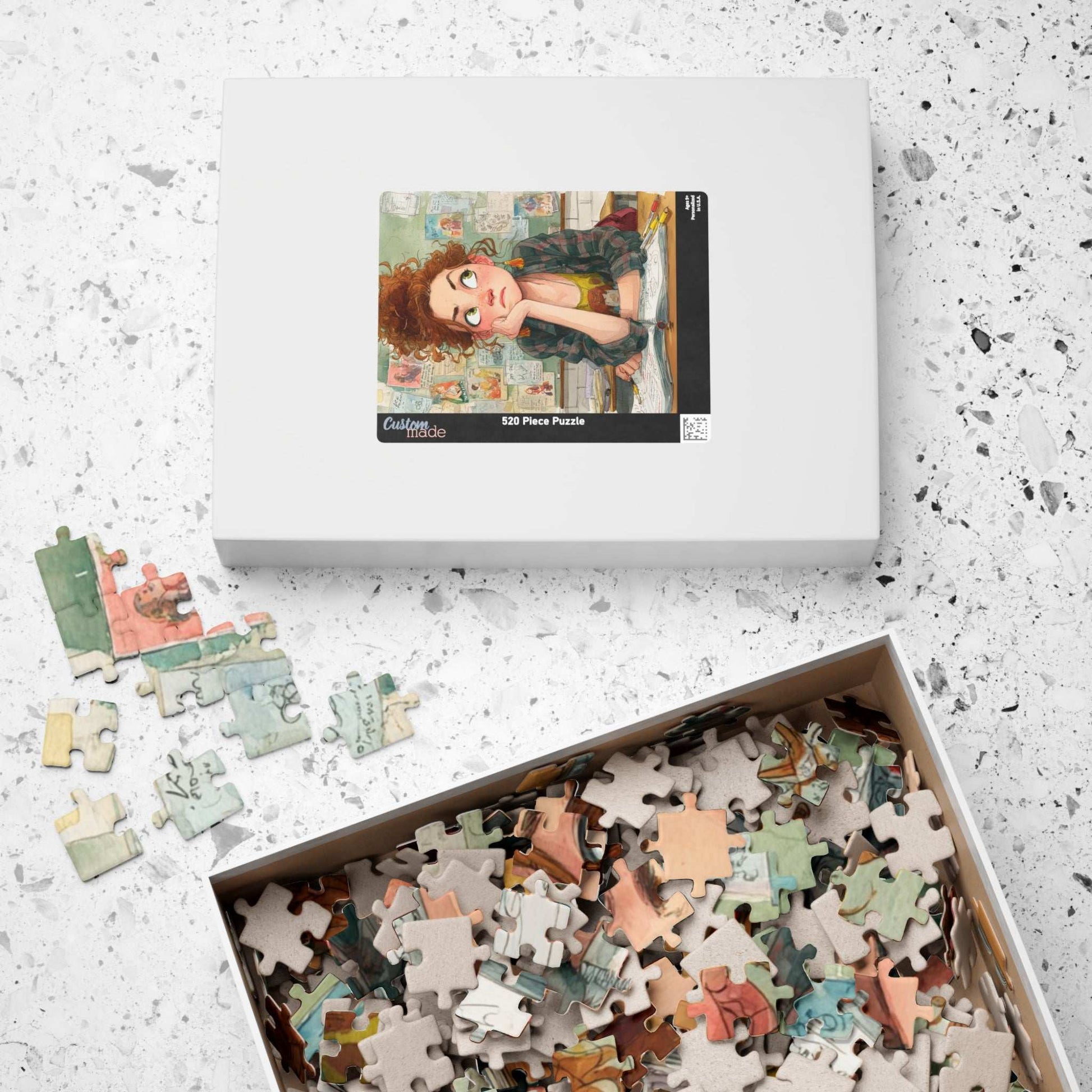 Funny Student Classroom Cartoon Puzzle - Girl at Desk with Whimsical School Background Puzzle The Puzzle Chest