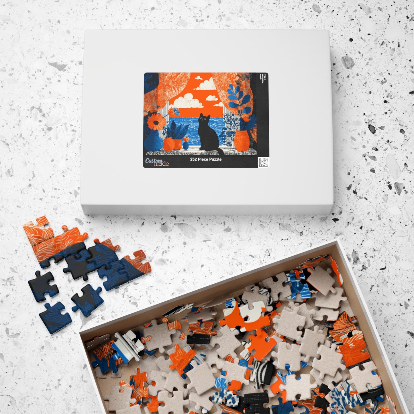 Black Cat by the Open Window – Fauvist Interior Cat Jigsaw Puzzle, Animal Theme Seaside Art Puzzle, Matisse-Inspired Puzzle The Puzzle Chest