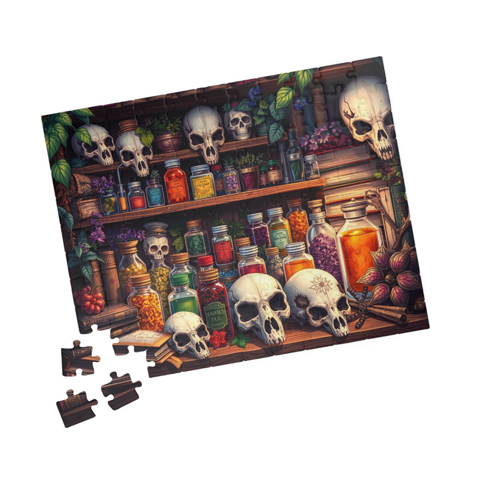 Skull Potion Shop Puzzle - Halloween Decor, Gift for Puzzle Lovers, 110 to 1014-Piece Fun, Perfect for Family Game Night, Gothic Home Decor The Puzzle Chest