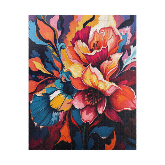 Abstract Floral Art Puzzle, Colorful Flower Jigsaw, Home Entertainment Mindful Activity, Gift for Family, Art Lover, Game Nights 520 pcs (Vertical) Puzzle The Puzzle Chest