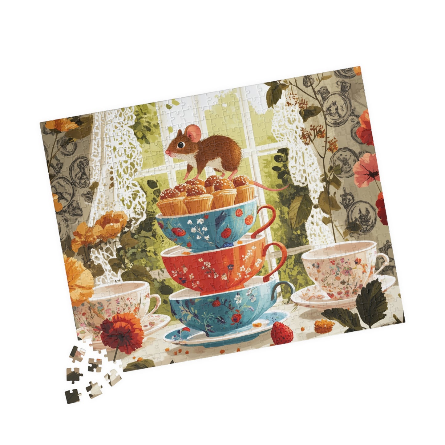 Tea Party Mouse Puzzle | Cute Animal Jigsaw Game 520 pcs (Horizontal) Puzzle The Puzzle Chest