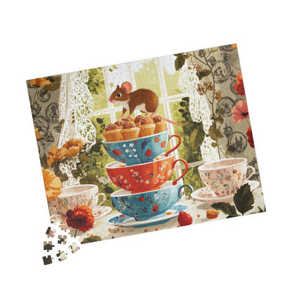 Tea Party Mouse Puzzle | Cute Animal Jigsaw Game 520 pcs (Horizontal) Puzzle The Puzzle Chest