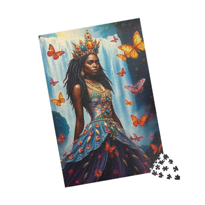 Spirit of the Waterfall Princess Puzzle - Dreamy African Princess Fantasy Jigsaw with Rainbow Mist 1014 pcs (Vertical) Puzzle The Puzzle Chest