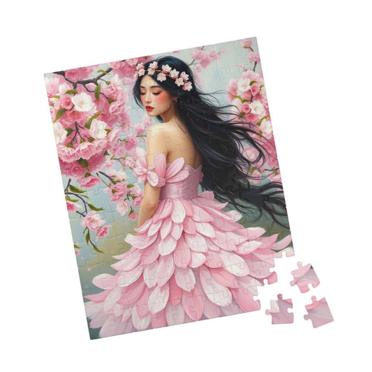 Lady of the Blossoming Grove - Spring Cherry Blossom Jigsaw Puzzle, Beautiful Flower Art Floral Gift