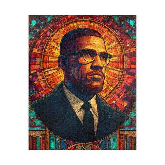 Afrocentric Malcolm X Puzzle – Stained Glass Black History Jigsaw, Civil Rights Movement Educational Gift for Adults & Teens Puzzle The Puzzle Chest