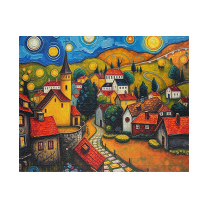 Scenic Village Landscape Jigsaw Puzzle, Holiday or Birthday Gift, Mindful Family Fun Brain Teaser 520 pcs (Horizontal) The Puzzle Chest