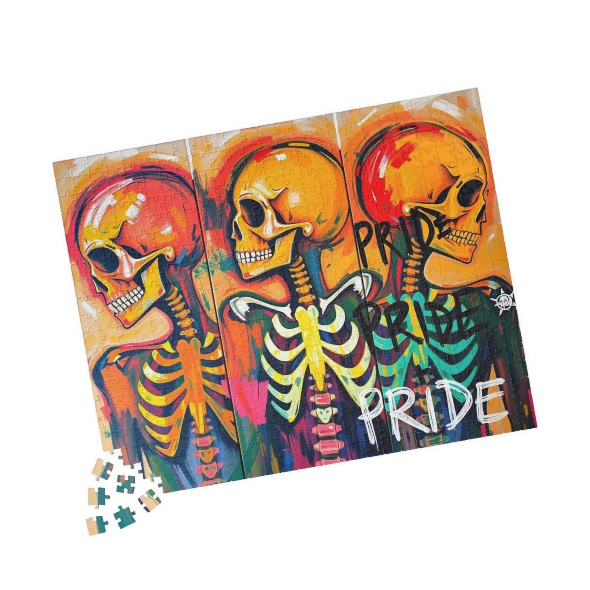 Pride Skeleton Puzzle, Colorful Puzzle for Group Fun, LGBTQ+ Gift for Birthday Holiday Pride Month, Creative Family Activity, Halloween Puzzle The Puzzle Chest