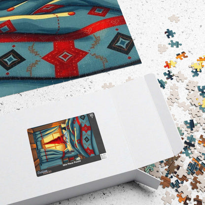 Scandinavian Folk Art Gnome Sleeping Jigsaw Puzzle – Nordic Bedroom Nighttime Scene Puzzle The Puzzle Chest