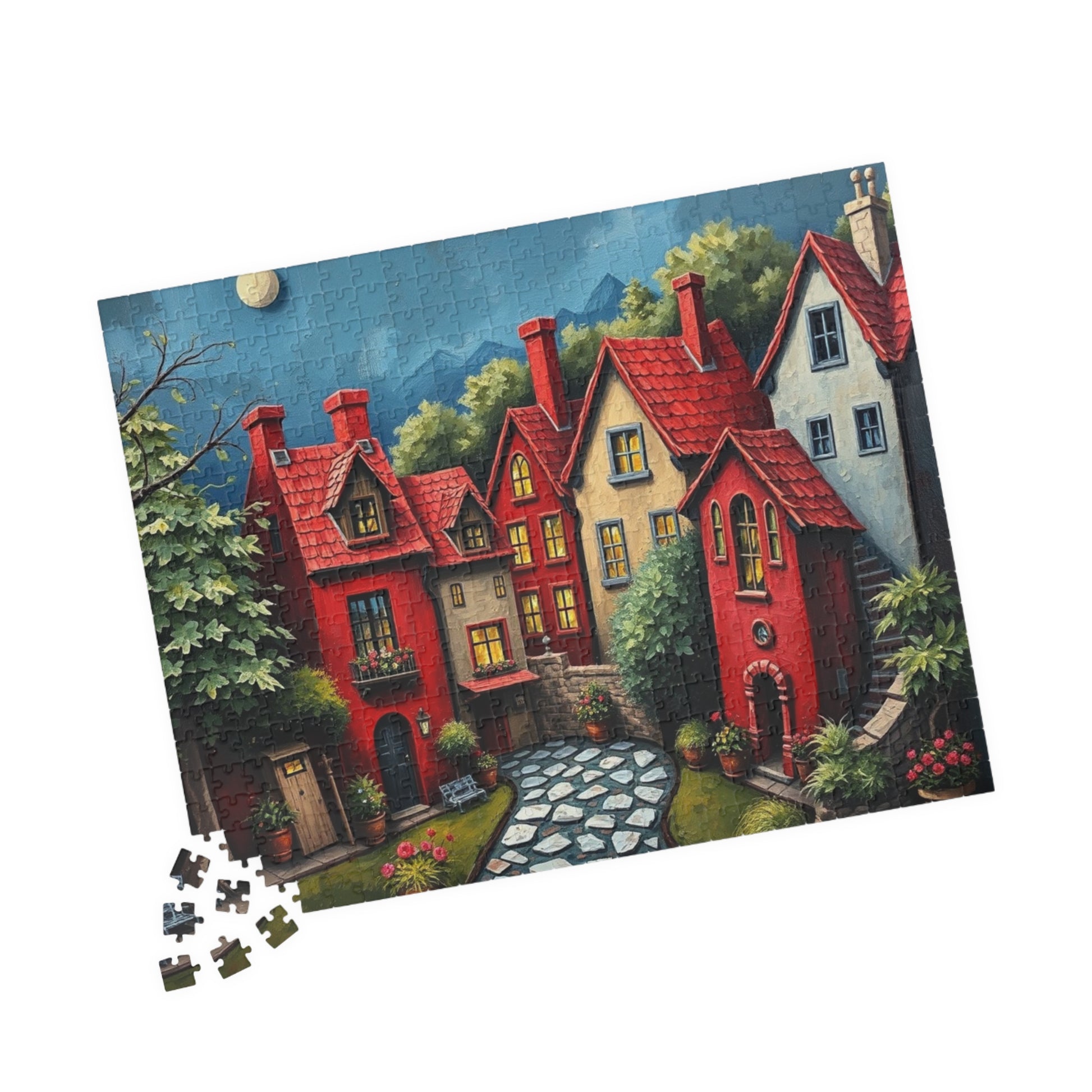 Adorable 3D Village Jigsaw Puzzle for Adults, 110, 252, 520, 1014-piece, Colorful and Cozy Town, Game for Puzzle Enthusiasts, Gift The Puzzle Chest