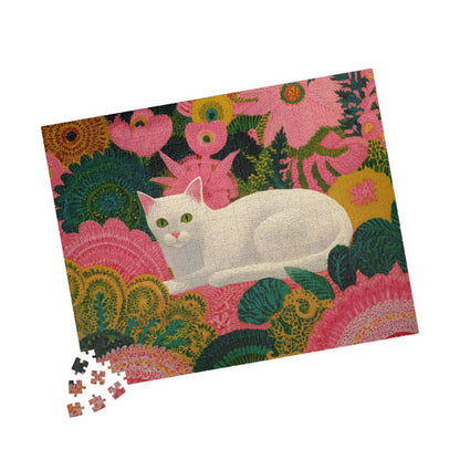 The Garden Cat – Bright Fauvist Garden Jigsaw Puzzle, Animal Theme Nature and Cat Art Puzzle, Matisse-Inspired 520 pcs (Horizontal) Puzzle The Puzzle Chest