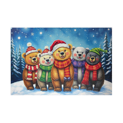 Starlit Christmas Bears Jigsaw Puzzle, Festive Bear Family Game for Holiday Fun, Birthday Gift, Cozy Nights Solo Activity, Family Game Night