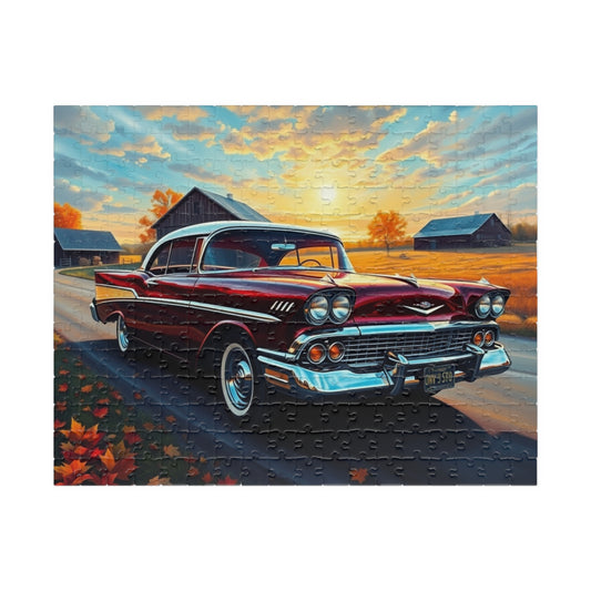 Vintage Car Puzzle, Classic 1957 Chevy Bel Air Jigsaw Game for Retro Auto Lovers, Gift for Enthusiasts, Family Fun, Mindfulness Activity 252 pcs (Horizontal) Puzzle The Puzzle Chest
