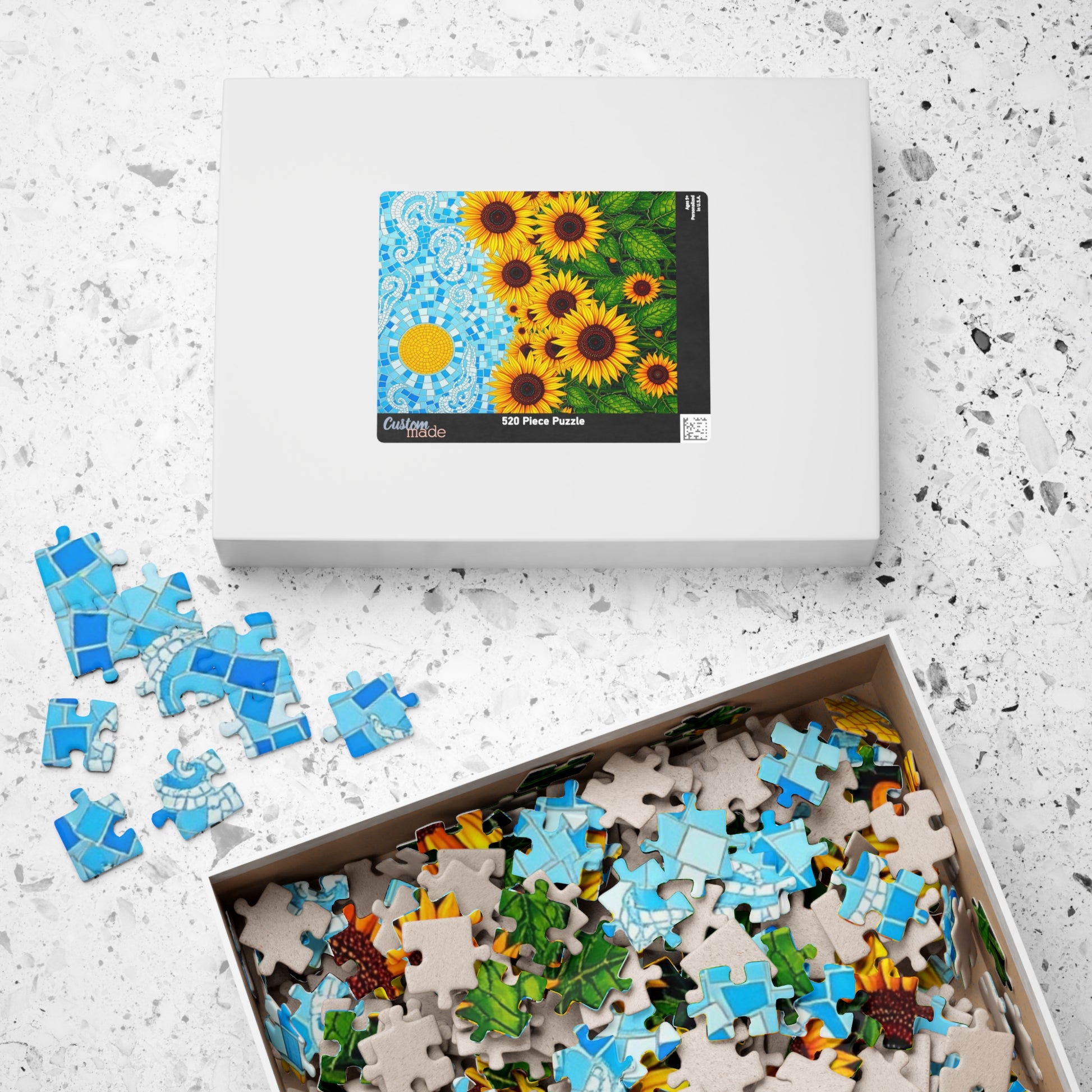 Mosaic Sunflower Puzzle - 110, 252, 520, 1014-piece Serene Floral Jigsaw Game for Adults, Home Decor, Nature Lover Gift, Relaxing Activity Puzzle The Puzzle Chest