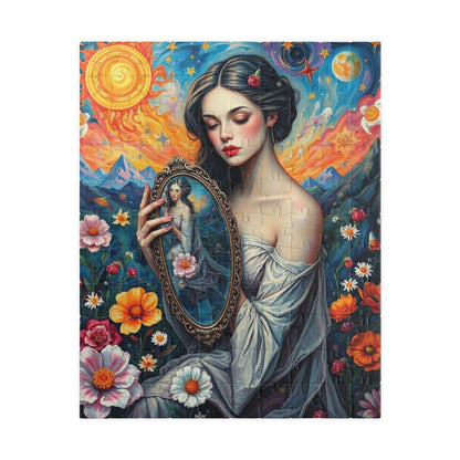 Dreamlike Self-Reflection Jigsaw Puzzle with Vibrant Flowers and Stars, Frida Kahlo Inspired, 110-1014 Piece Gift for Puzzle Art Lover Puzzle The Puzzle Chest