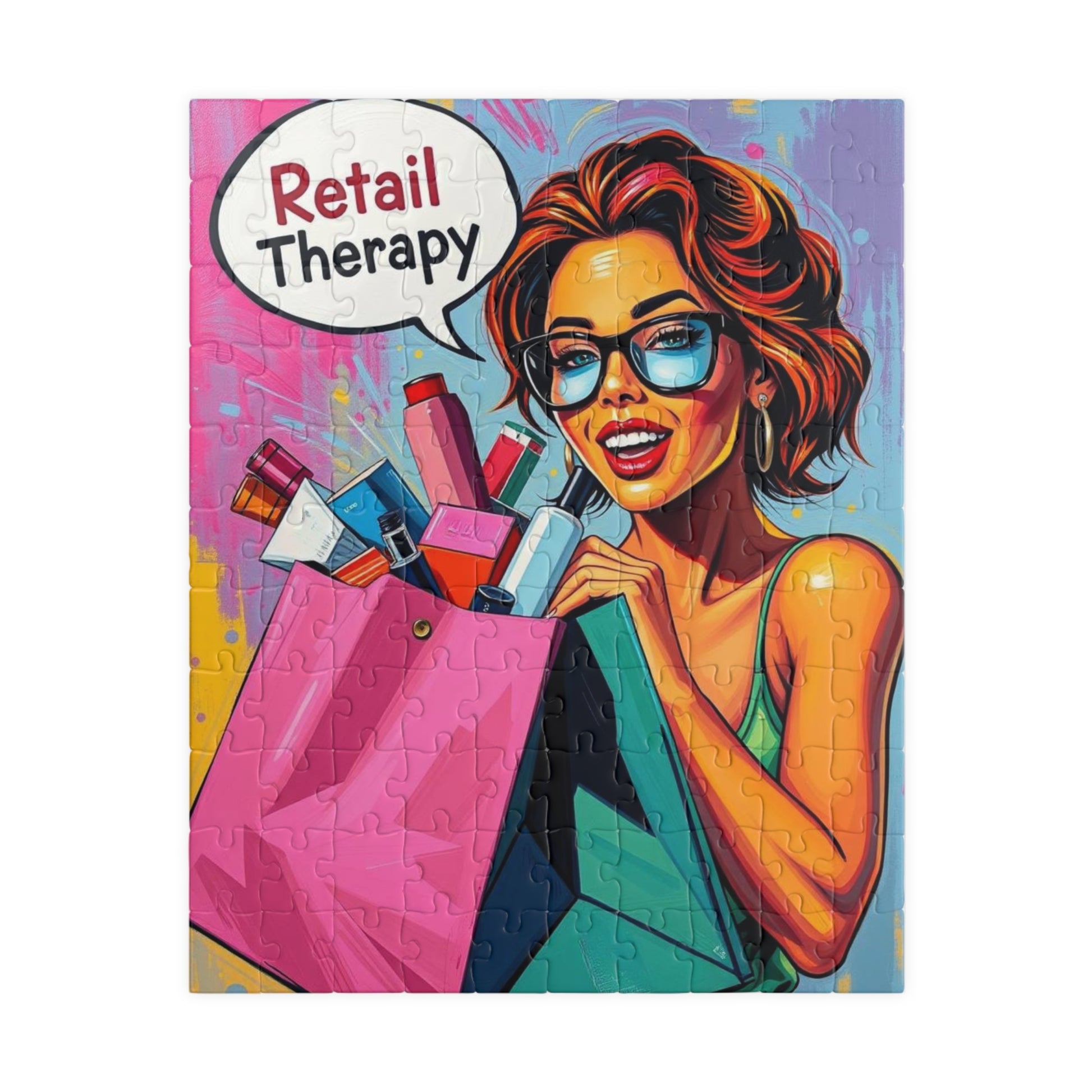 Retail Therapy Puzzle - Pop Art Jigsaw Puzzle for Adults, Perfect for Relaxation, Gift for Puzzle Lover, Fun Indoor Activity, Family Night 110 pcs (Vertical) Puzzle The Puzzle Chest