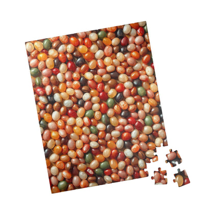 Chaotic Jelly Beans Puzzle, Vibrant Candy-Themed Jigsaw, Earth Tones Food Collage, Family Activity, Quiet Pastime, Foodie Puzzle Lover Puzzle The Puzzle Chest