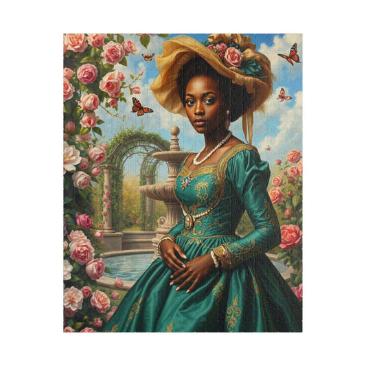 Floral Victorian Black Woman Jigsaw Puzzle, African American Lady Art, Afrocentric Artwork Puzzle The Puzzle Chest