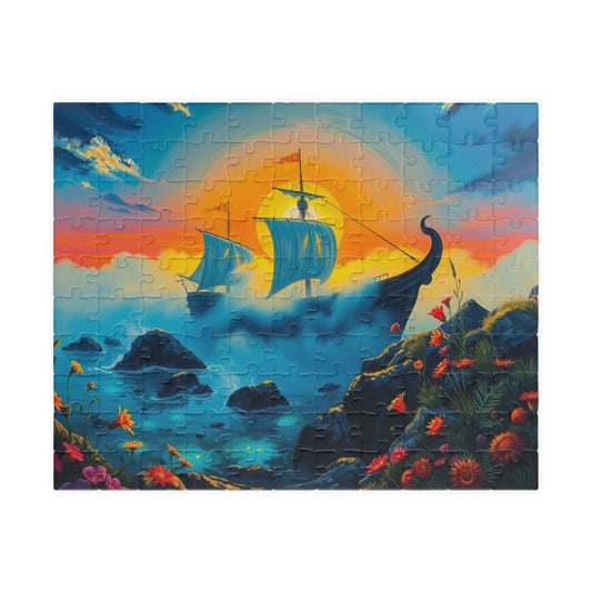 Haunting Skeletal Ship Jigsaw Puzzle, Nautical Sailing Gothic Puzzle, Ocean Theme Activity, Gift for Sea Lover, Family Game Night Activity