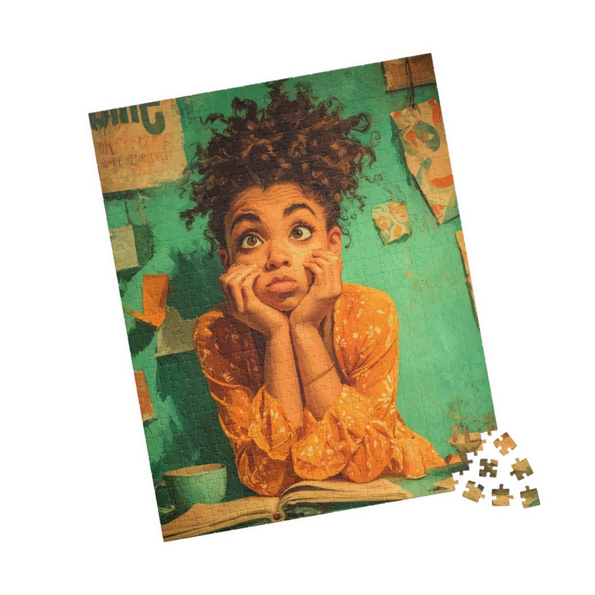 African American Quiet Moments Jigsaw Puzzle: Black Girl Reading, Afrocentric Childhood in Soft Pastels 520 pcs (Vertical) Puzzle The Puzzle Chest