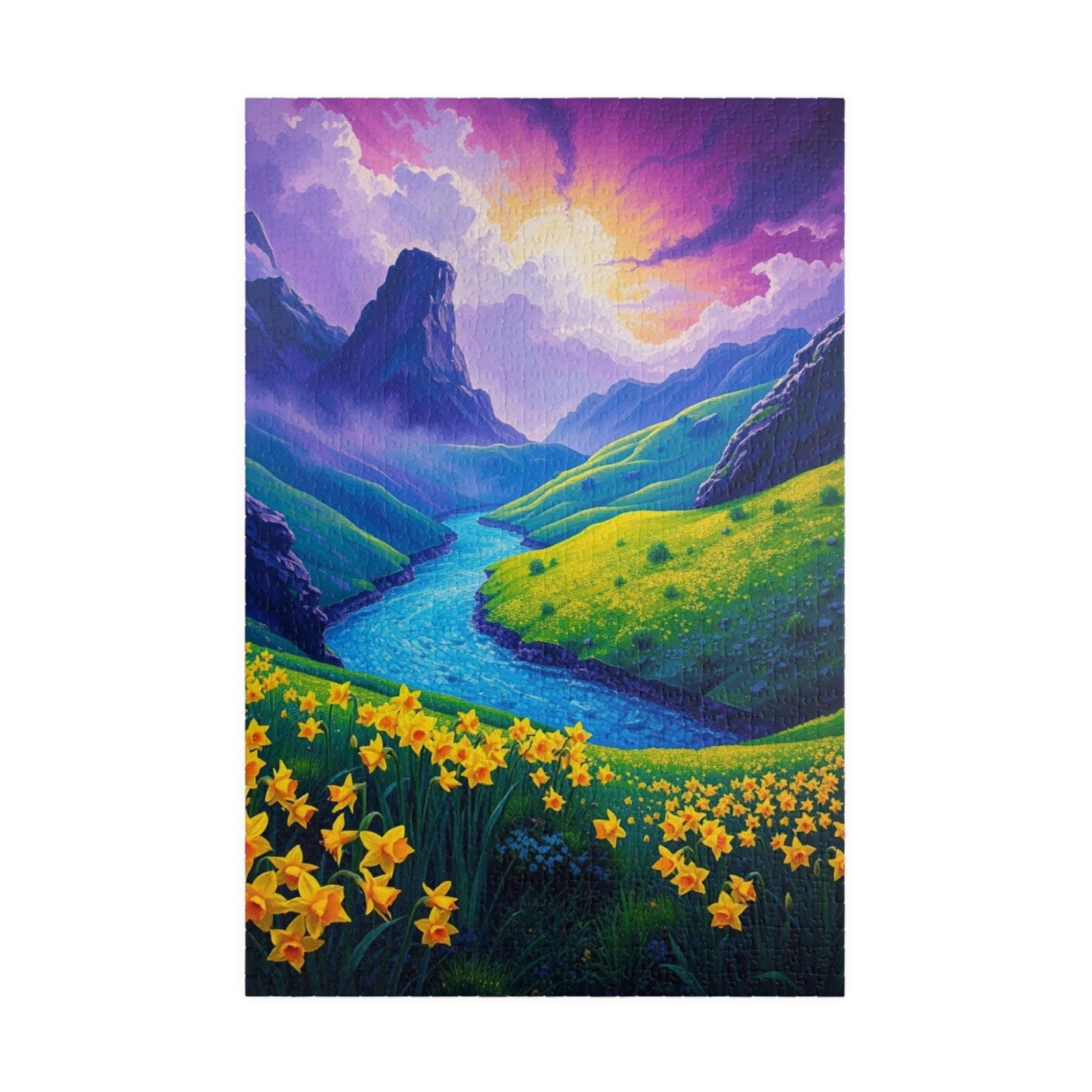 Serene Nature Daffodil Puzzle - Tranquil Flower Landscape Jigsaw Game, Perfect for Relaxation, Family Nights, Gift for Floral Art Lover 1014 pcs (Vertical) Puzzle The Puzzle Chest