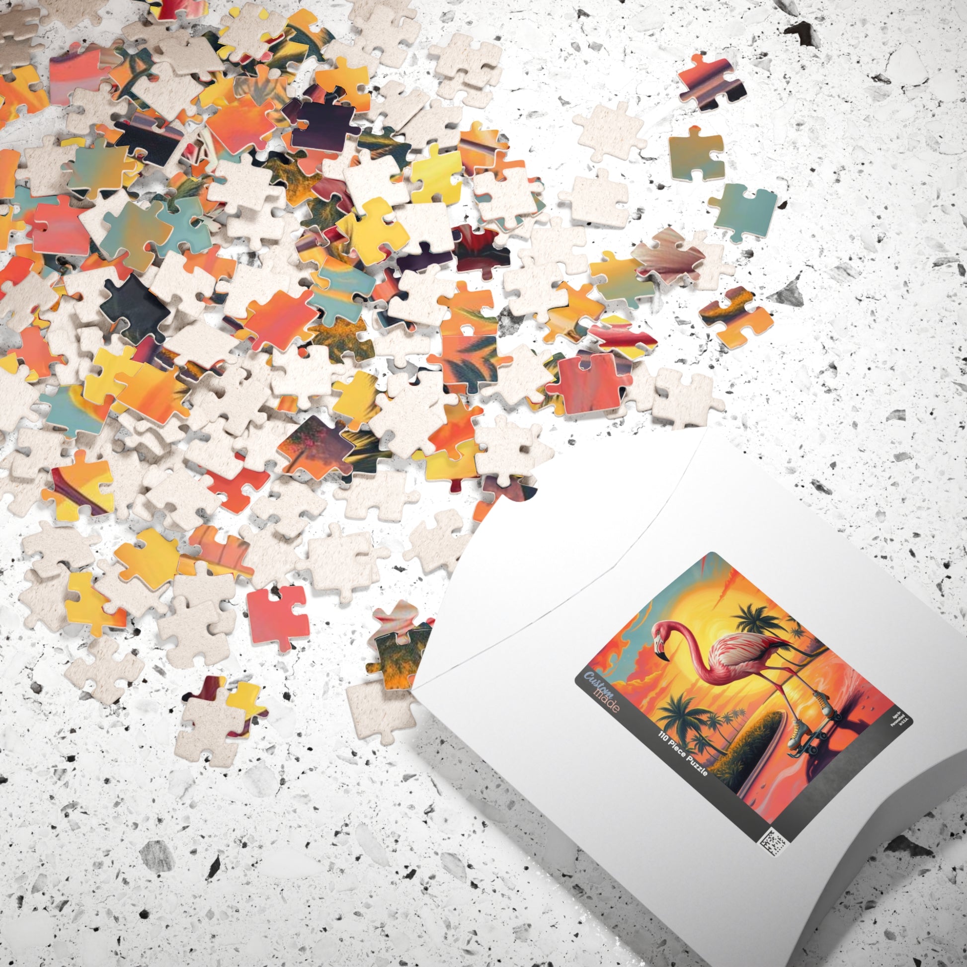 Retro Flamingo Skateboarding Puzzle, Pop Art Jigsaw Game, Fun Indoor Activity, Gift for Puzzle Lover, Family Game Night, Unique Brain Teaser Puzzle The Puzzle Chest
