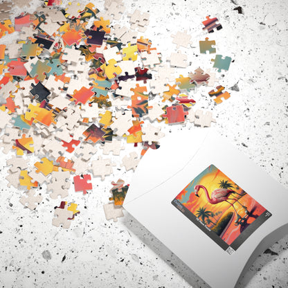 Retro Flamingo Skateboarding Puzzle, Pop Art Jigsaw Game, Fun Indoor Activity, Gift for Puzzle Lover, Family Game Night, Unique Brain Teaser Puzzle The Puzzle Chest
