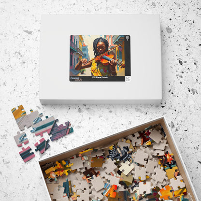 Colorful Violinist Puzzle - Black Woman Art Jigsaw Game, Holiday Birthday Gift for Music Lover Art Enthusiast, Mindful Family Fun Activity Puzzle The Puzzle Chest